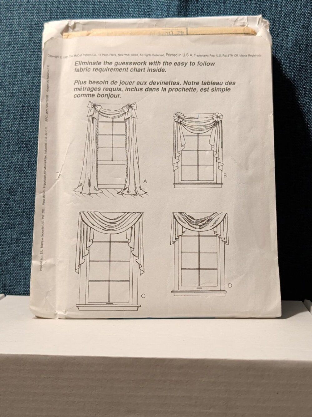 Vintage 1995 McCalls 8078 Home Dec In A Sec Window Treatment Swag Valance UNCUT - Picture 11 of 16